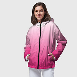 Ветровка с капюшоном женская Бело-розовый градиент, цвет: 3D-черный — фото 2