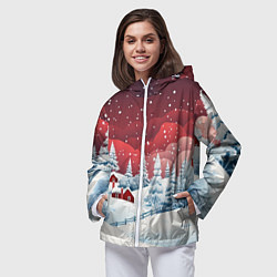 Ветровка с капюшоном женская Искрящийся новогодний воздух, цвет: 3D-белый — фото 2