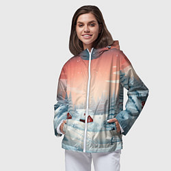 Ветровка с капюшоном женская Погружение в зимнюю атмосферу, цвет: 3D-белый — фото 2