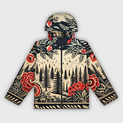 Женская ветровка Новогодний лес с узорами