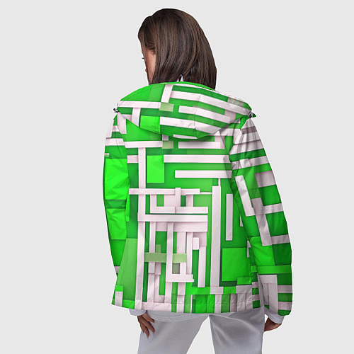 Женская ветровка Полосы на зелёном фоне / 3D-Белый – фото 4