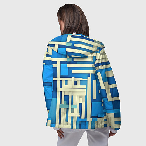 Женская ветровка Полосы на синем фоне / 3D-Белый – фото 4