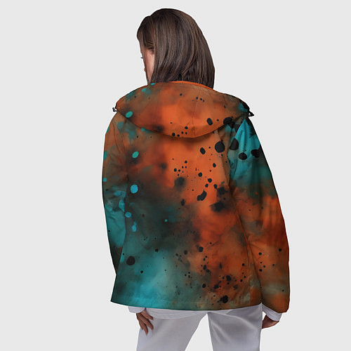 Женская ветровка Акварельные брызги в оранжевом / 3D-Черный – фото 4