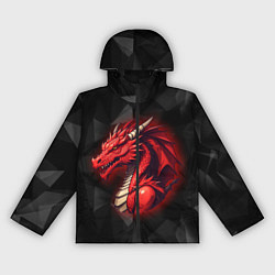 Женская ветровка Красный дракон на полигональном черном фоне