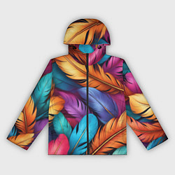 Ветровка с капюшоном женская Перья паттерн - нейросеть, цвет: 3D-черный