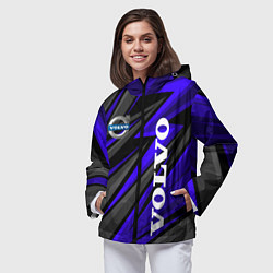 Ветровка с капюшоном женская Volvo - Синий спортивный, цвет: 3D-черный — фото 2