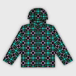 Женская ветровка Зелено-сиреневый с черный клетчатый узор