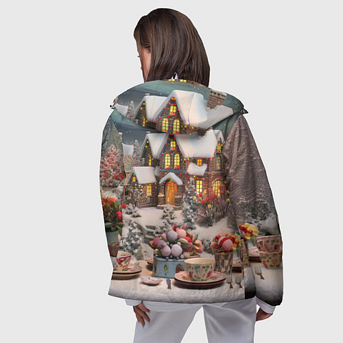 Женская ветровка Объемные новогодние домики / 3D-Белый – фото 4