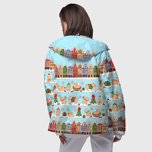 Женская ветровка Капибара с семьей на прогулке / 3D-Белый – фото 4