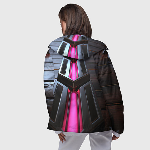 Женская ветровка Розовые неоновые вставки в черной конструкции / 3D-Черный – фото 4