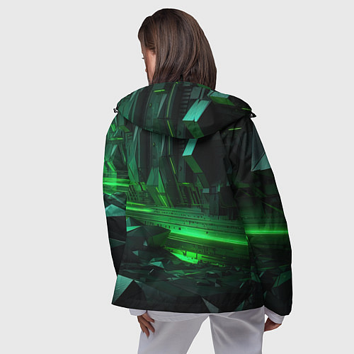 Женская ветровка Глубина зеленого абстракта / 3D-Черный – фото 4