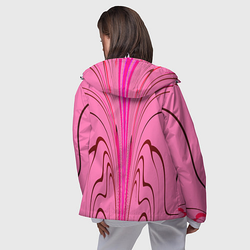 Женская ветровка Плавные линии на розовом фоне / 3D-Белый – фото 4