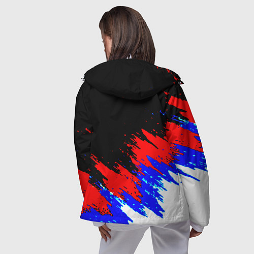 Женская ветровка Россия триколор герб краски / 3D-Белый – фото 4
