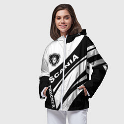 Ветровка с капюшоном женская Scania дальнобойщик, цвет: 3D-белый — фото 2