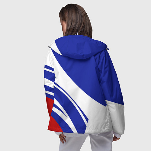 Женская ветровка Герб России на абстрактных полосах / 3D-Белый – фото 4