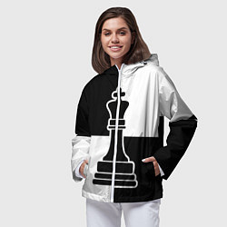 Ветровка с капюшоном женская Шахматы - ферзь, цвет: 3D-белый — фото 2
