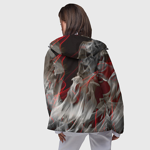 Женская ветровка Дым и красные узоры / 3D-Белый – фото 4