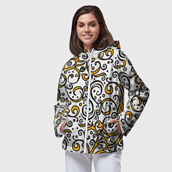 Ветровка с капюшоном женская Жёлтый кружевной узор, цвет: 3D-белый — фото 2