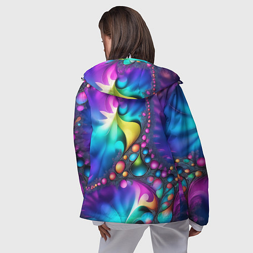 Женская ветровка Розово синий фрактал / 3D-Белый – фото 4