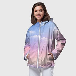 Ветровка с капюшоном женская Нежные краски неба, цвет: 3D-белый — фото 2