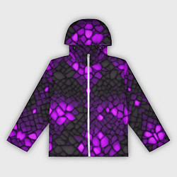 Ветровка с капюшоном женская Фиолетовый трескающийся камень, цвет: 3D-белый