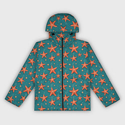 Ветровка с капюшоном женская Морские звезды тоже хотят на ёлку, цвет: 3D-черный