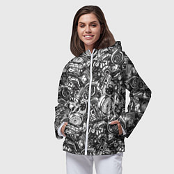 Ветровка с капюшоном женская Запчасти двигателя автомобиля, цвет: 3D-белый — фото 2