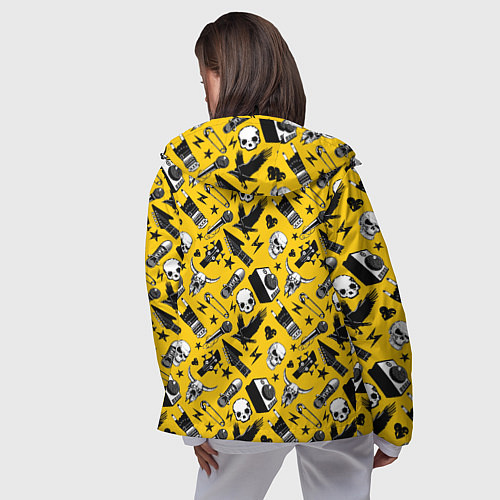 Женская ветровка Музыкальный рокенрольный узор / 3D-Черный – фото 4