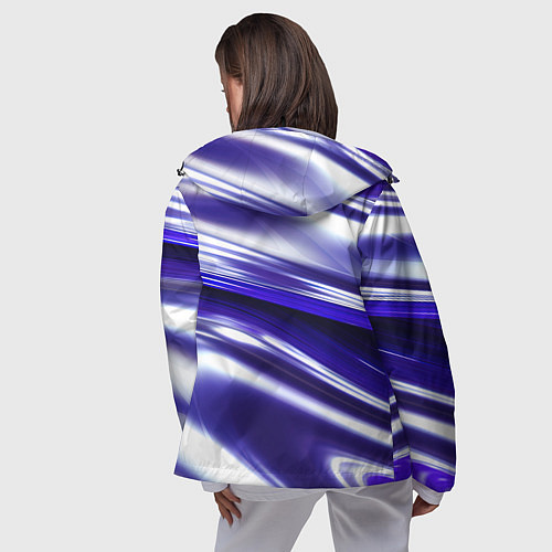 Женская ветровка Белая синяя абстракция волнами / 3D-Черный – фото 4