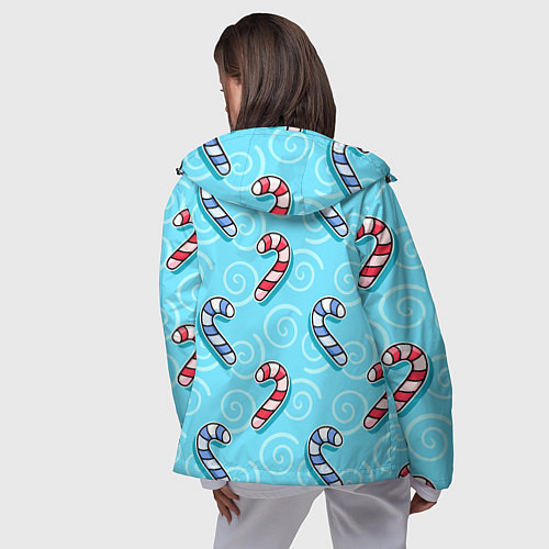 Женская ветровка Новогодний леденец трость / 3D-Черный – фото 4