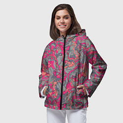 Ветровка с капюшоном женская Розовый серый сон, цвет: 3D-черный — фото 2