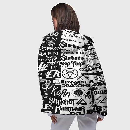 Женская ветровка Логотипы лучших групп черно белый / 3D-Белый – фото 4