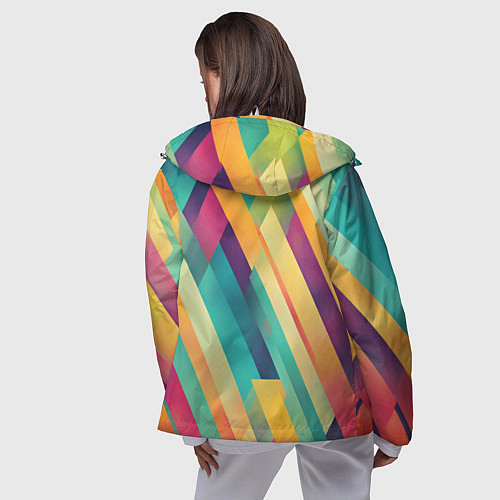 Женская ветровка Цветные диагональные полосы / 3D-Белый – фото 4