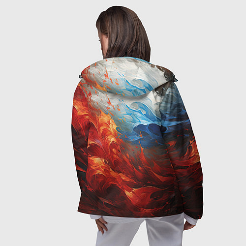 Женская ветровка Абстрактный белый синий красный дым / 3D-Черный – фото 4