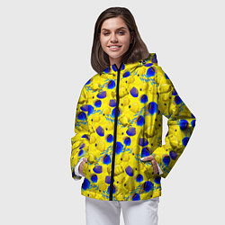 Ветровка с капюшоном женская Разноцветные тропические рыбы, цвет: 3D-черный — фото 2