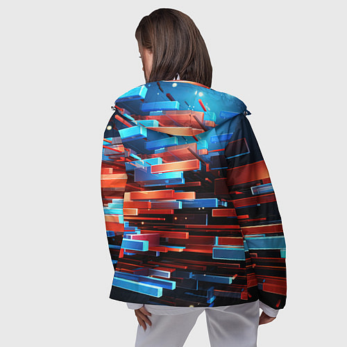 Женская ветровка Прямоугольная абстракция / 3D-Белый – фото 4