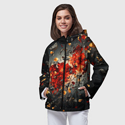 Ветровка с капюшоном женская Желтые и черные осколки после взрыва, цвет: 3D-черный — фото 2
