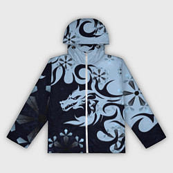 Ветровка с капюшоном женская Дракон со снежинками, цвет: 3D-белый