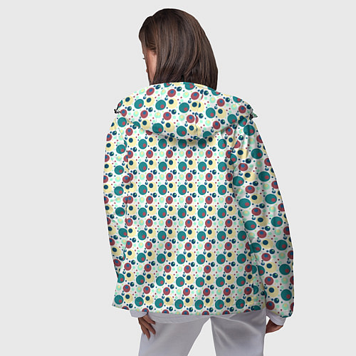 Женская ветровка Паттерн кружочки жёлто-красно-зелёный / 3D-Черный – фото 4