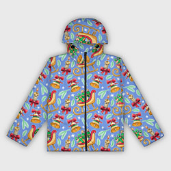 Ветровка с капюшоном женская Новогодний праздничный узор, цвет: 3D-черный