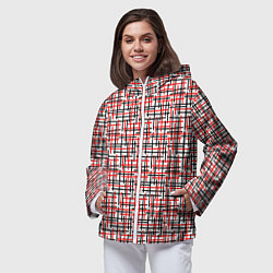 Ветровка с капюшоном женская Пересекаемые цветные полосы, цвет: 3D-белый — фото 2