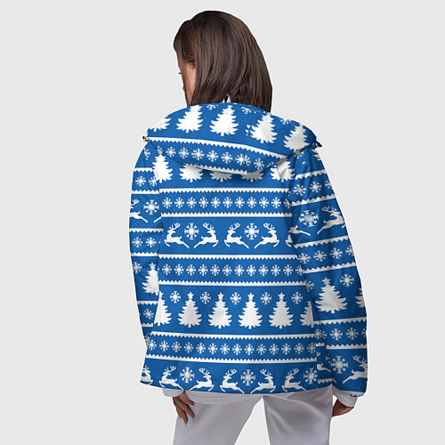 Женская ветровка Синий свитер с новогодними оленями / 3D-Белый – фото 4