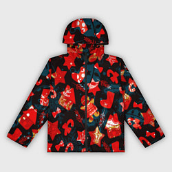 Женская ветровка Рождественские узоры красные