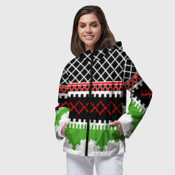 Ветровка с капюшоном женская Узор из разноцветных фигур, цвет: 3D-черный — фото 2