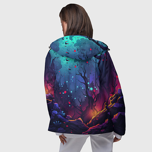 Женская ветровка Абстрактный камуфляж в кислотных абстрактных пятна / 3D-Черный – фото 4