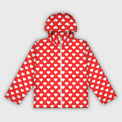 Ветровка с капюшоном женская Сердечный фон, цвет: 3D-белый