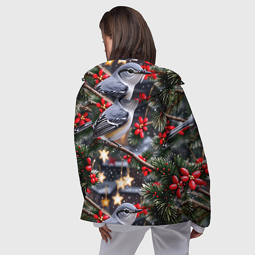 Женская ветровка Рождественская птица пересмешник / 3D-Черный – фото 4