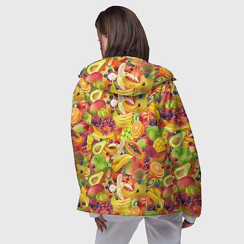 Женская ветровка Экзотические фрукты и ягоды / 3D-Черный – фото 4