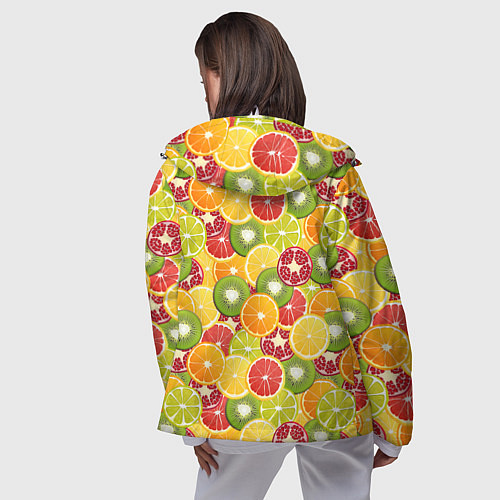Женская ветровка Фон с экзотическими фруктами / 3D-Белый – фото 4