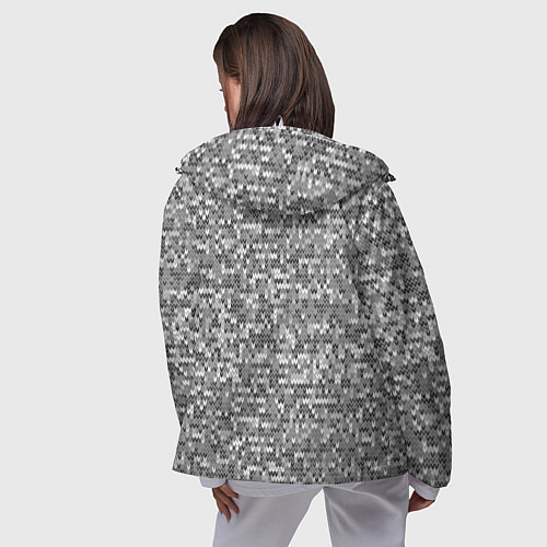 Женская ветровка Узор серого вязанного трикотажа меланж / 3D-Белый – фото 4